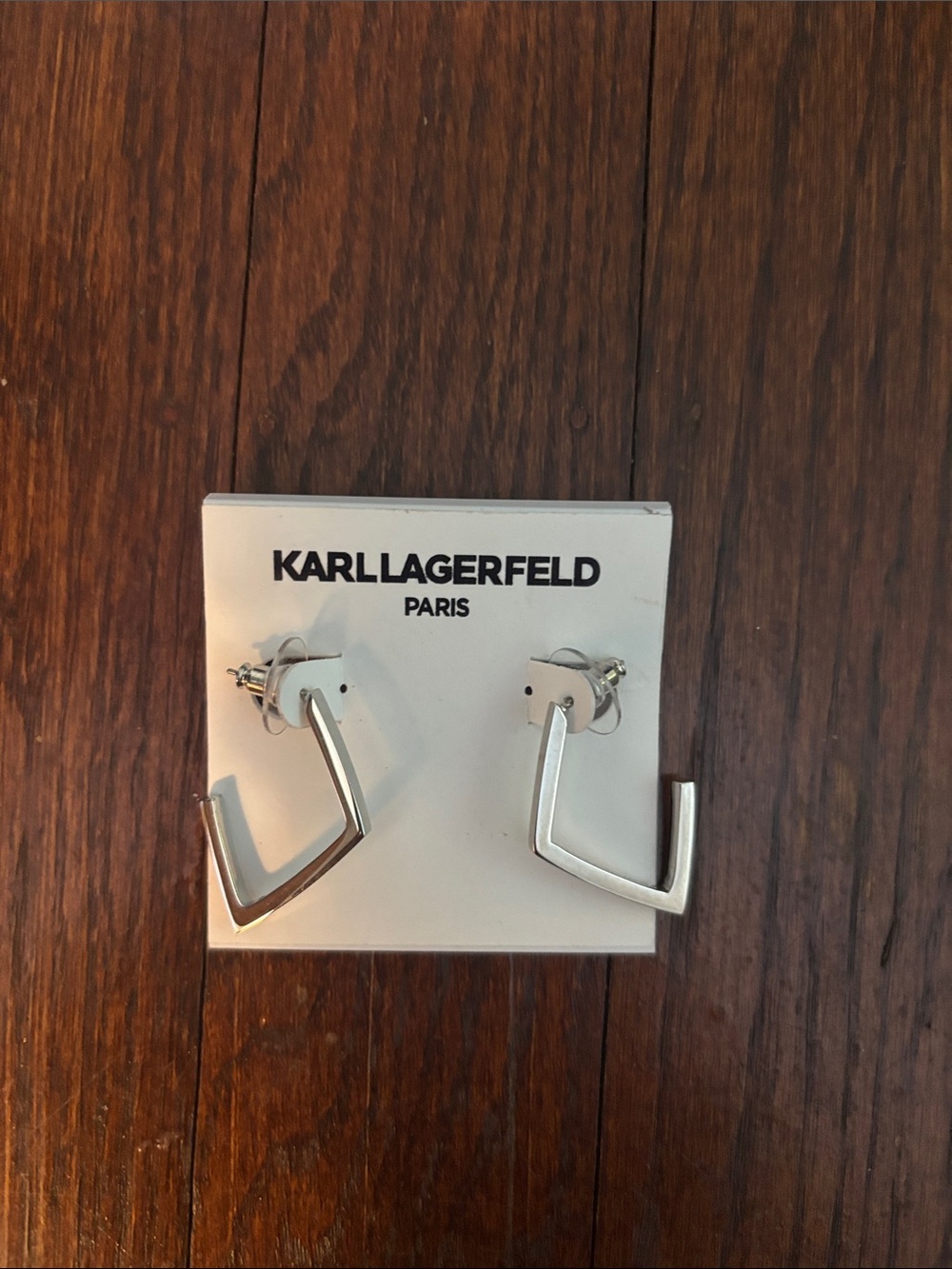 Karl Lagerfeld Kids Silver Angular Hoop Earrings